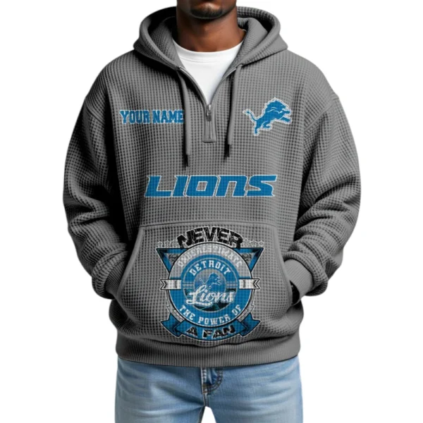 Detroit Lions x Quarter-Zip Waffle Knit Hoodie Customize Your Name