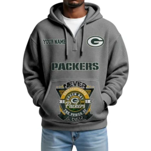 Green Bay Packers x Quarter-Zip Waffle Knit Hoodie Customize Your Name
