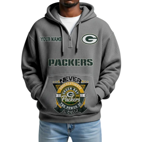 Green Bay Packers x Quarter-Zip Waffle Knit Hoodie Customize Your Name
