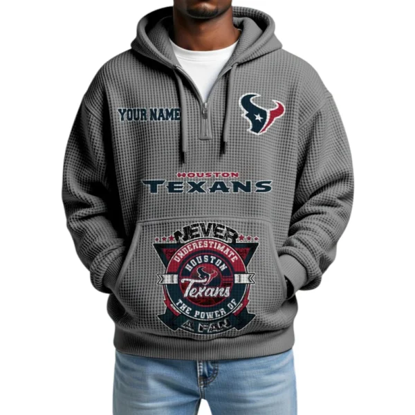 Houston Texans x Quarter-Zip Waffle Knit Hoodie Customize Your Name