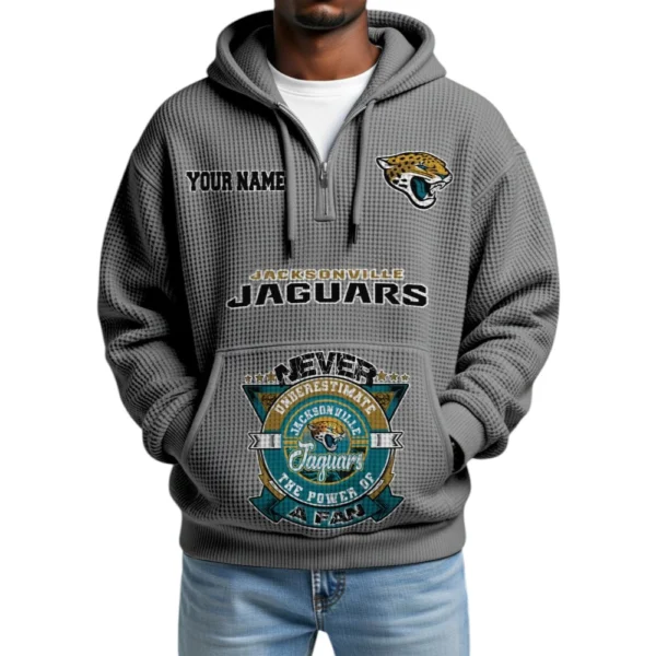 Jacksonville Jaguars x Quarter-Zip Waffle Knit Hoodie Customize Your Name