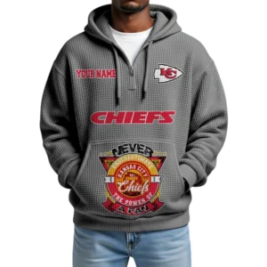 Kansas City Chiefs x Quarter-Zip Waffle Knit Hoodie Customize Your Name