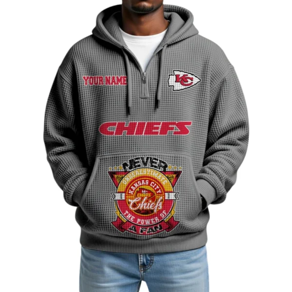 Kansas City Chiefs x Quarter-Zip Waffle Knit Hoodie Customize Your Name