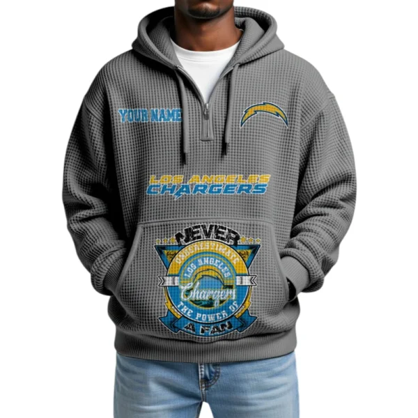 Los Angeles Chargers x Quarter-Zip Waffle Knit Hoodie Customize Your Name