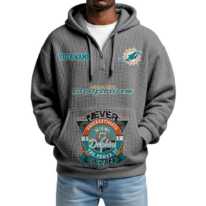 Miami Dolphins x Quarter-Zip Waffle Knit Hoodie Customize Your Name