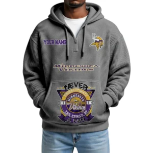 Minnesota Vikings x Quarter-Zip Waffle Knit Hoodie Customize Your Name