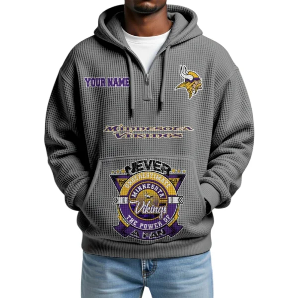 Minnesota Vikings x Quarter-Zip Waffle Knit Hoodie Customize Your Name