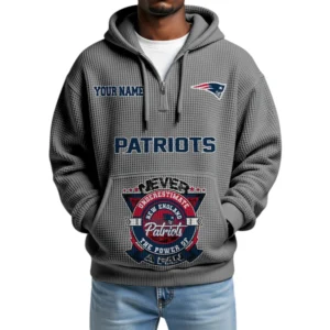 New England Patriots x Quarter-Zip Waffle Knit Hoodie Customize Your Name