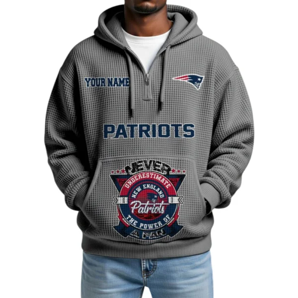 New England Patriots x Quarter-Zip Waffle Knit Hoodie Customize Your Name