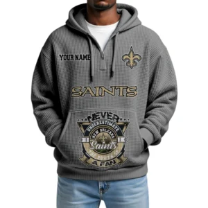 New Orleans Saints x Quarter-Zip Waffle Knit Hoodie Customize Your Name