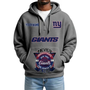 New York Giants x Quarter-Zip Waffle Knit Hoodie Customize Your Name
