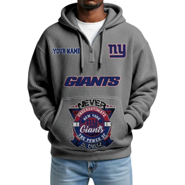 New York Giants x Quarter-Zip Waffle Knit Hoodie Customize Your Name