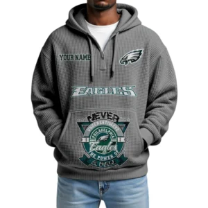 Philadelphia Eagles x Quarter-Zip Waffle Knit Hoodie Customize Your Name
