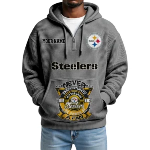 Pittsburgh Steelers x Quarter-Zip Waffle Knit Hoodie Customize Your Name