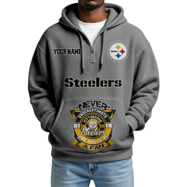 Pittsburgh Steelers x Quarter-Zip Waffle Knit Hoodie Customize Your Name