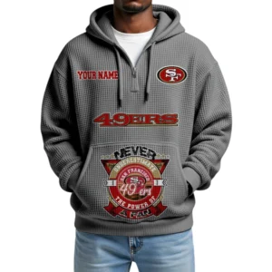 San Francisco 49ers x Quarter-Zip Waffle Knit Hoodie Customize Your Name