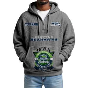 Seattle Seahawks x Quarter-Zip Waffle Knit Hoodie Customize Your Name