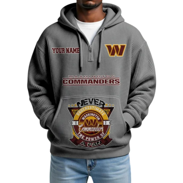 Washington Commanders x Quarter-Zip Waffle Knit Hoodie Customize Your Name