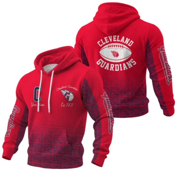 Cleveland Guardians Waffle Pullover Hoodie Custom Your Name