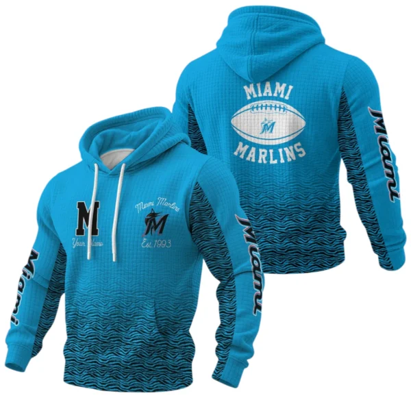 Miami Marlins Waffle Pullover Hoodie Custom Your Name