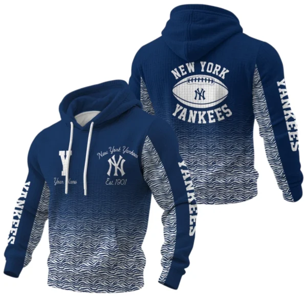 New York Yankees Waffle Pullover Hoodie Custom Your Name