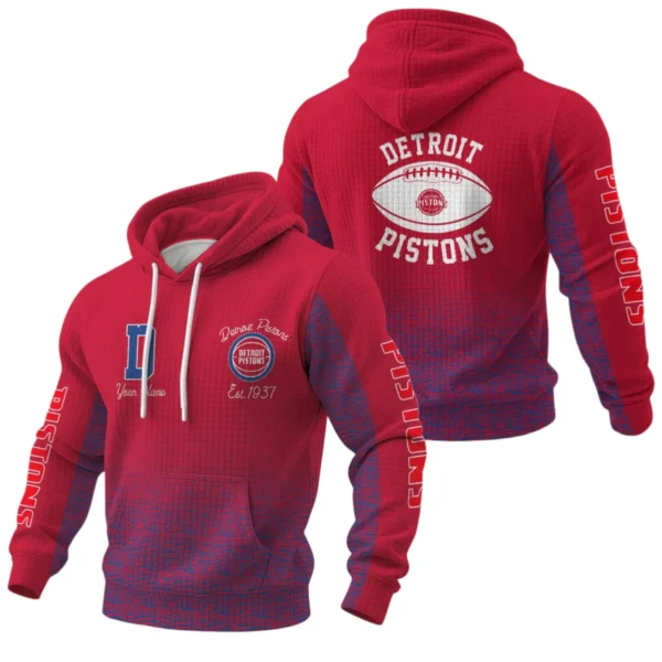 Detroit Pistons Waffle Pullover Hoodie Custom Your Name