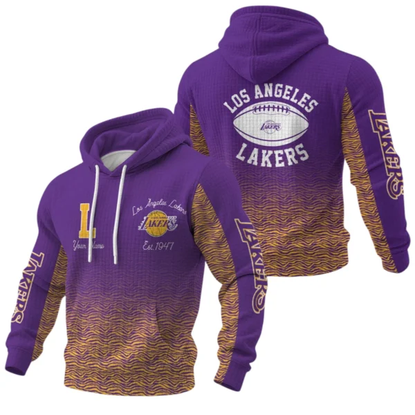 Los Angeles Lakers Waffle Pullover Hoodie Custom Your Name