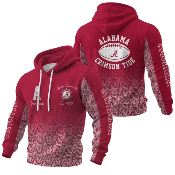 Alabama Crimson Tide Waffle Pullover Hoodie Custom Your Name