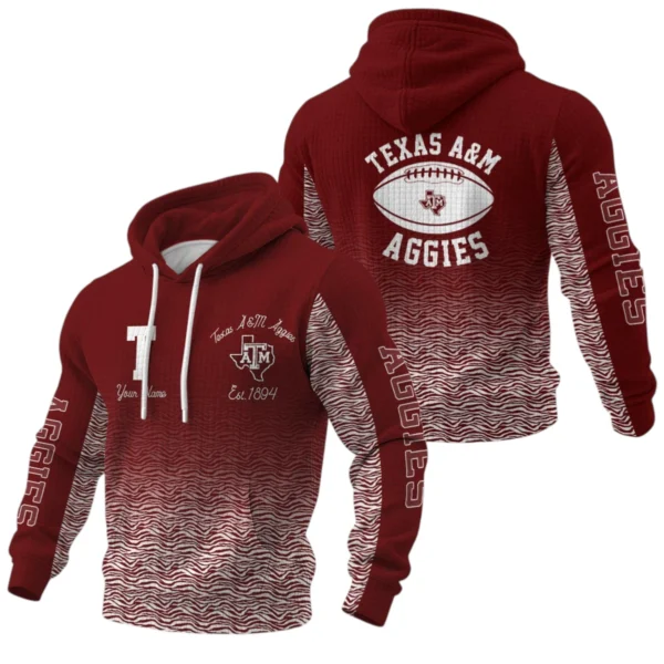 Texas A&M Aggies Waffle Pullover Hoodie Custom Your Name