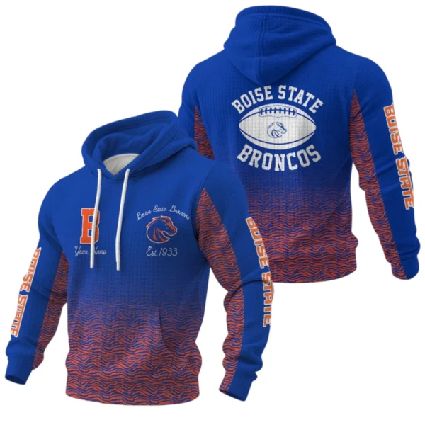 Boise State Broncos Waffle Pullover Hoodie Custom Your Name