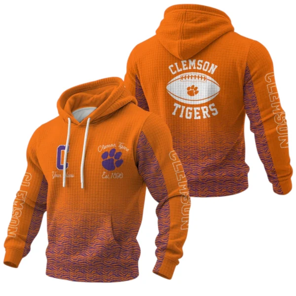 Clemson Tigers Waffle Pullover Hoodie Custom Your Name