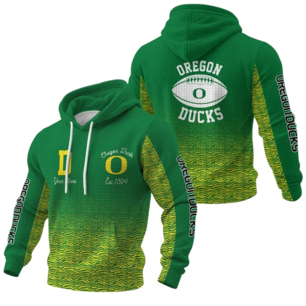 Oregon Ducks Waffle Pullover Hoodie Custom Your Name