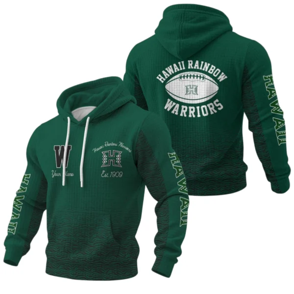 Hawaii Rainbow Warriors Waffle Pullover Hoodie Custom Your Name