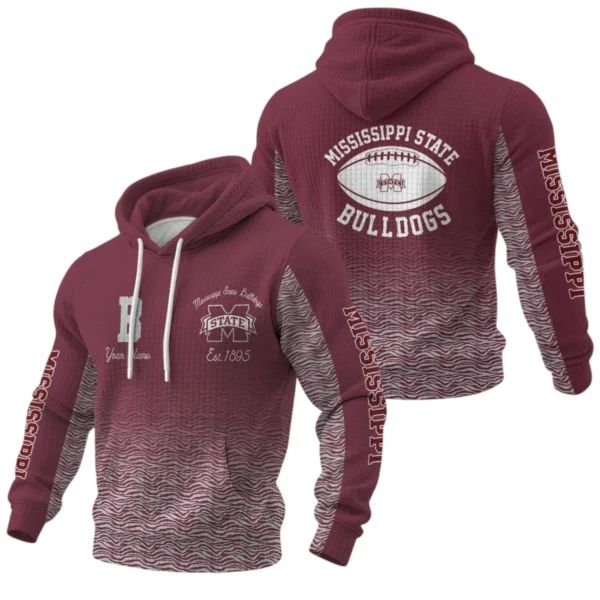 Mississippi State Bulldogs Waffle Pullover Hoodie Custom Your Name
