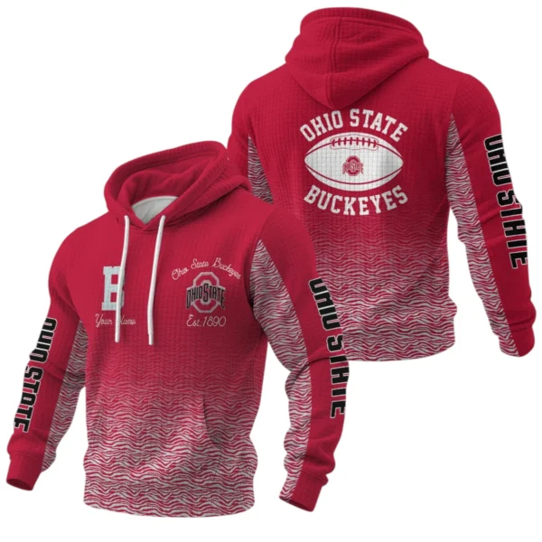 Ohio State Buckeyes Waffle Pullover Hoodie Custom Your Name