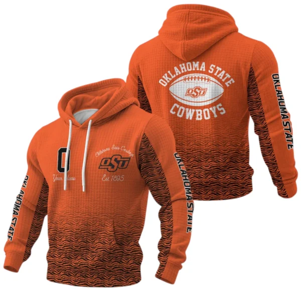 Oklahoma State Cowboys Waffle Pullover Hoodie Custom Your Name