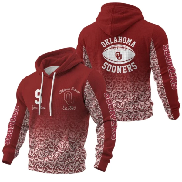 Oklahoma Sooners Waffle Pullover Hoodie Custom Your Name