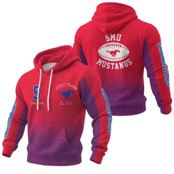 SMU Mustangs Waffle Pullover Hoodie Custom Your Name