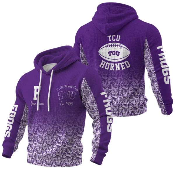 TCU Horned Frogs Waffle Pullover Hoodie Custom Your Name