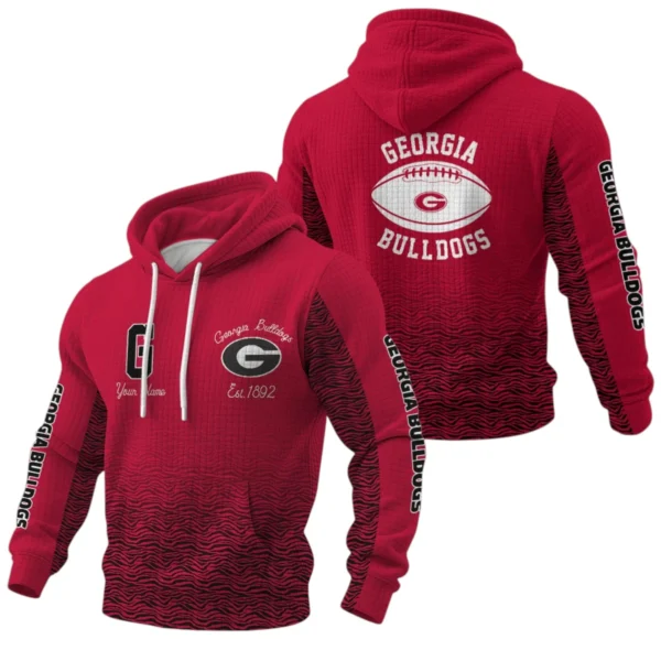 Georgia Bulldogs Waffle Pullover Hoodie Custom Your Name