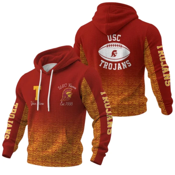 USC Trojans Waffle Pullover Hoodie Custom Your Name