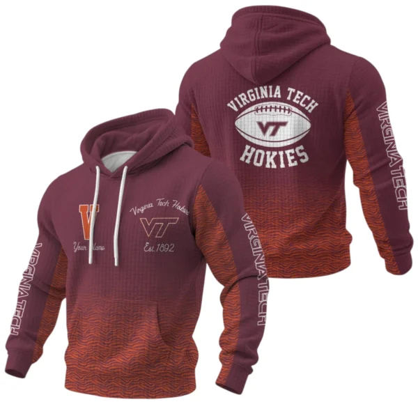 Virginia Tech Hokies Waffle Pullover Hoodie Custom Your Name