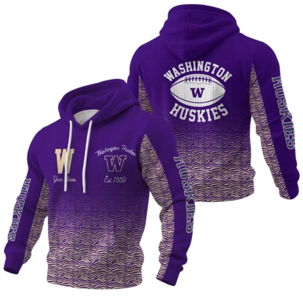 Washington Huskies Waffle Pullover Hoodie Custom Your Name