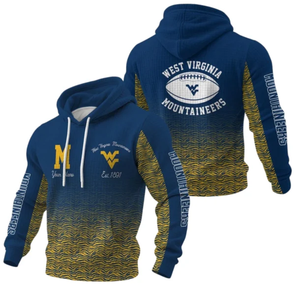 West Virginia Mountaineers Waffle Pullover Hoodie Custom Your Name