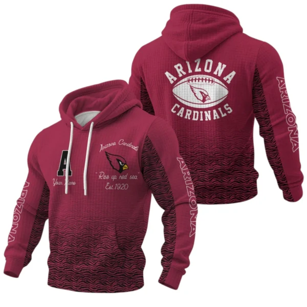 Arizona Cardinals Waffle Pullover Hoodie Custom Your Name