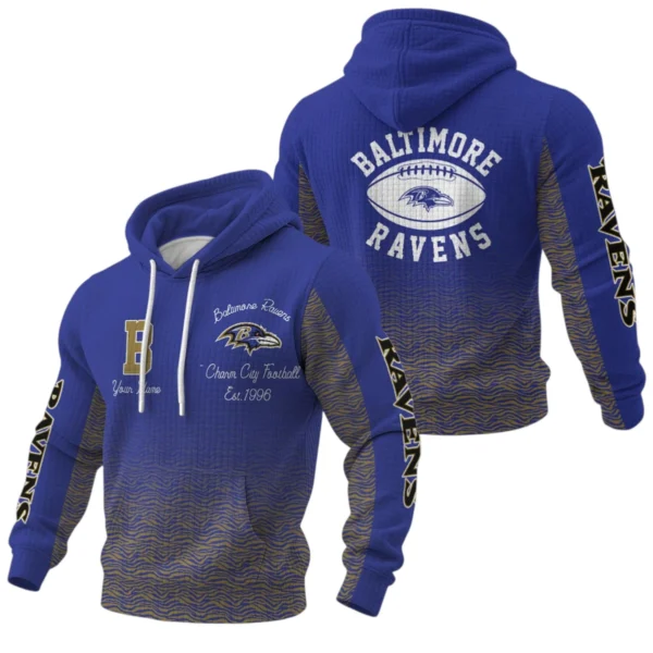 Baltimore Ravens Waffle Pullover Hoodie Custom Your Name