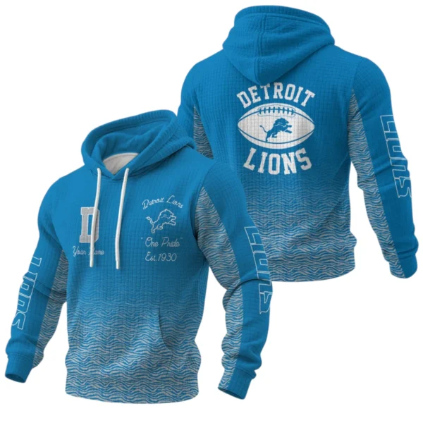 Detroit Lions Waffle Pullover Hoodie Custom Your Name