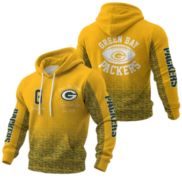 Green Bay Packers Waffle Pullover Hoodie Custom Your Name