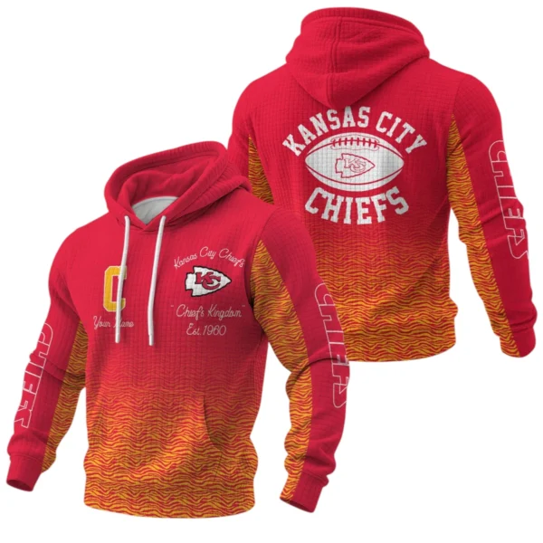 Kansas City Chiefs Waffle Pullover Hoodie Custom Your Name