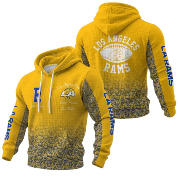 Los Angeles Rams Waffle Pullover Hoodie Custom Your Name